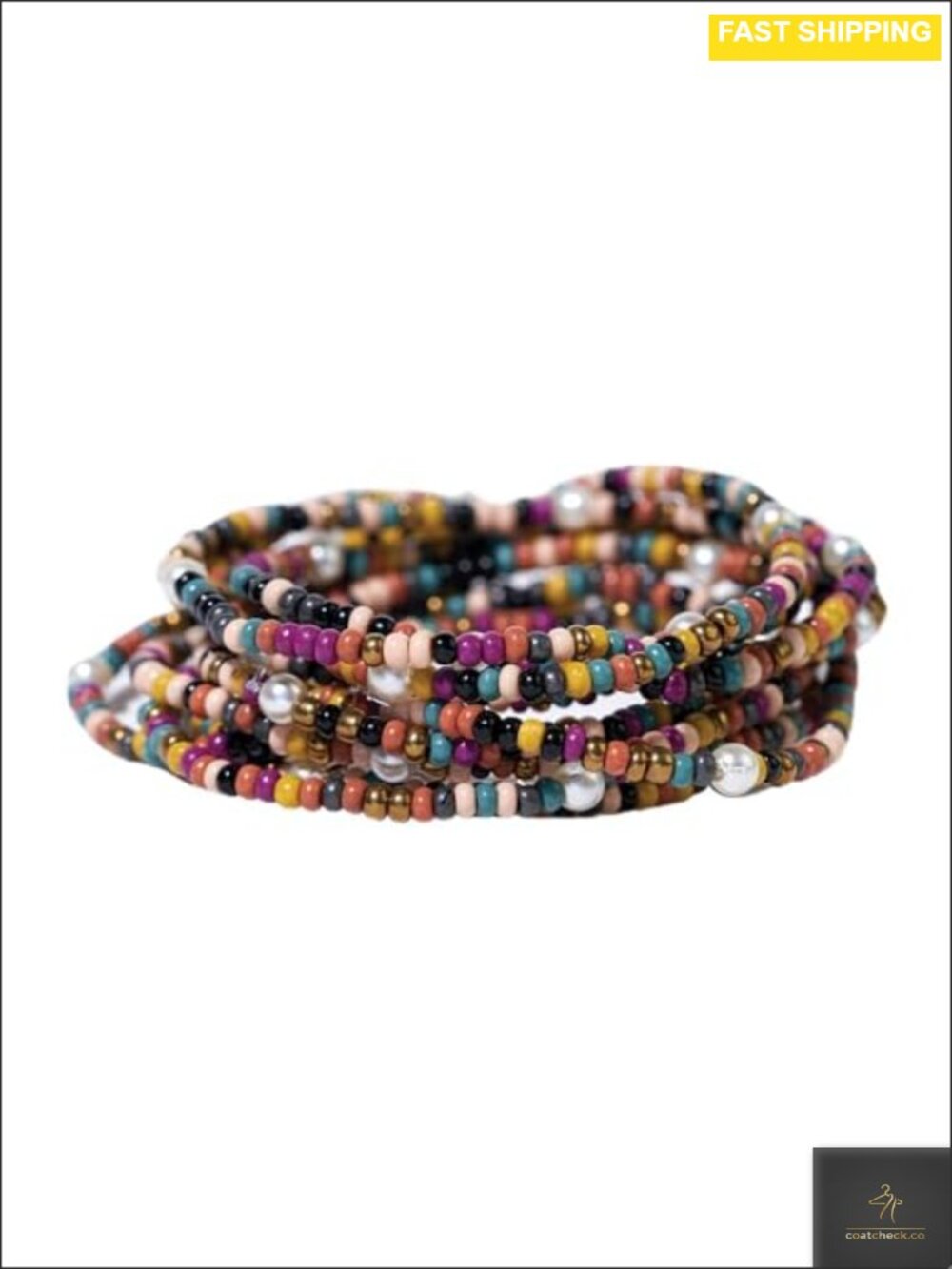 10-Strand Glass Seed Bead Stretch Bracelet Stack Handmade Boho Set